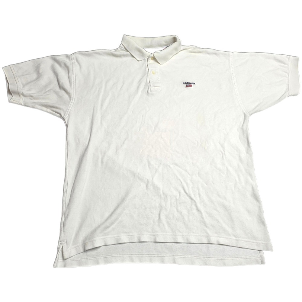US Polo Assn Short Sleeve Polo Shirt Men's  Size L White Cotton Embroidered Logo